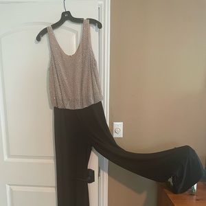 Dressy gold sequin and black pantsuit